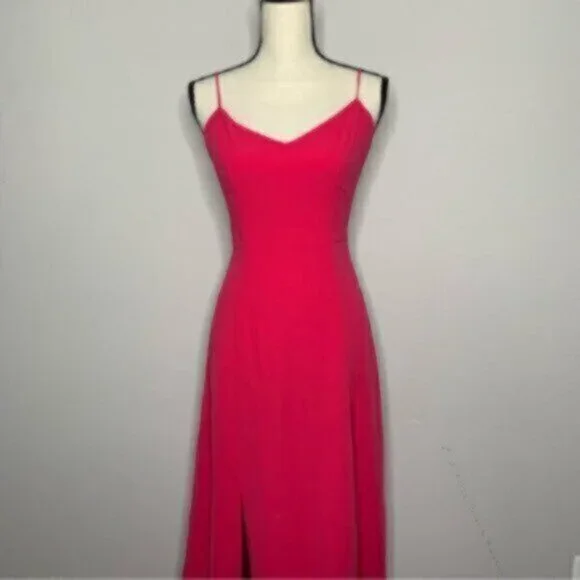 NWT J. Crew Pink Drapey Spaghetti Strap Maxi Dress With Side Slit - Picture 5 of 14